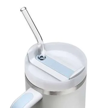 Halm Glass Straws - 6 Long 12 inch Bent Stanley Cup Replacement Drinking Straws + Plastic-Free Clean...