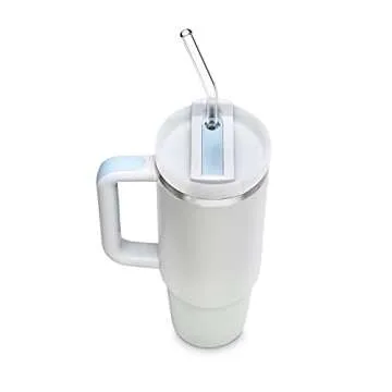 Halm Glass Straws - 6 Long 12 inch Bent Stanley Cup Replacement Drinking Straws + Plastic-Free Cleaning Brush - Perfect for Bottles & Quencher - Made in Germany - Dishwasher Safe - Eco-Friendly