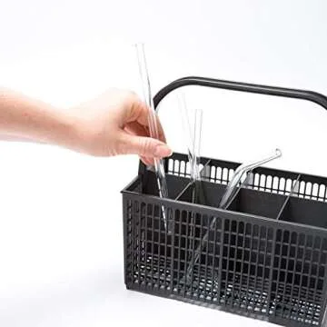 Halm Glass Straws - 6 Long 12 inch Bent Stanley Cup Replacement Drinking Straws + Plastic-Free Cleaning Brush - Perfect for Bottles & Quencher - Made in Germany - Dishwasher Safe - Eco-Friendly