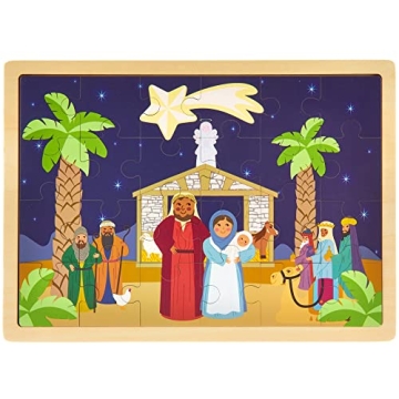Imagination Generation Nativity Scene Puzzle Board | 24-Pc Wooden Christmas Bible Puzzle