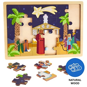 Nativity Scene Wooden Puzzle for Kids | 24-Piece Christmas Gift
