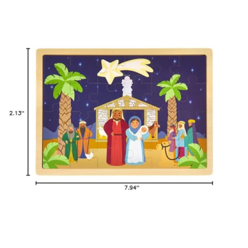 Nativity Scene Wooden Puzzle for Kids | 24-Piece Christmas Gift