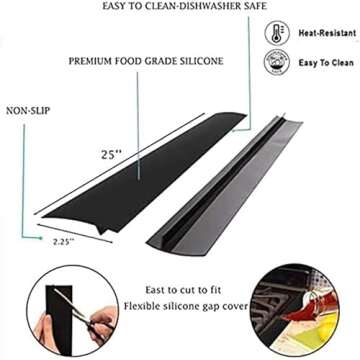 Stove Gap Covers (2 pack), Easy to Clean Gap Fillers Between Counters and Stovetops, Oven, Washer，Furniture Easy to Install Heat Resistant, Black 25 Inches