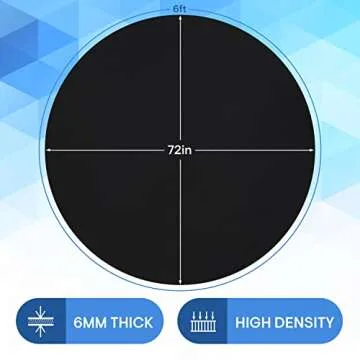 SCHRINER Pro Large Round High Density Exercise Mat 6’ x 6mm for Workout, Jump Rope, Cardio, Home Gym Flooring - Premium Extra Thick, Ultra Durable, Shoe Friendly, Non-Slip Fitness Mat Black