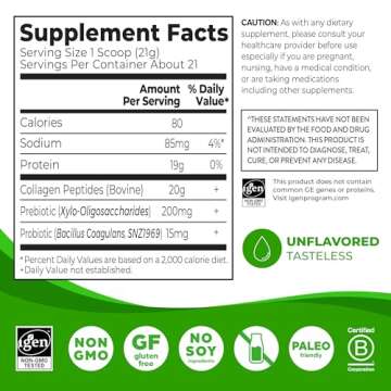 Orgain Hydrolyzed Collagen Peptides + Prebiotic & Probiotics Powder for Women & Men, 20g Grass Fed C...