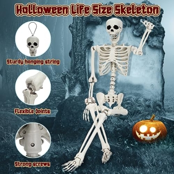 Life Size Skeleton Halloween Decor 5.4ft Realistic