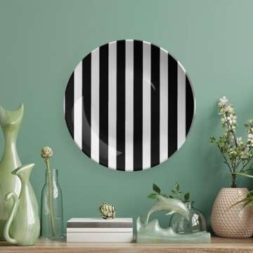 JTKBNVM 6.1inch Black & White Bone China Decorative Plate