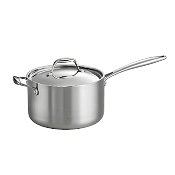 Tramontina Tri-Ply Clad Stainless Steel 4-Quart Sauce Pan - Induction Ready, Dishwasher Safe, NSF Ce...