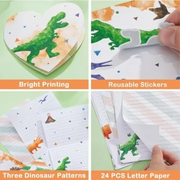 Dinosaur Watercolor Stationery Set for Kids - 69 PCS