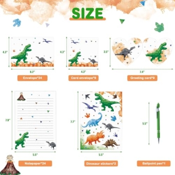 Dinosaur Watercolor Stationery Set for Kids - 69 PCS