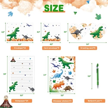 Dinosaur Watercolor Stationery Set for Kids - 69 PCS