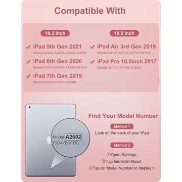 Hamile Keyboard Case for iPad 9th Generation /8th Gen/7th Gen 10.2 Inch - Backlit Detachable Wireles...