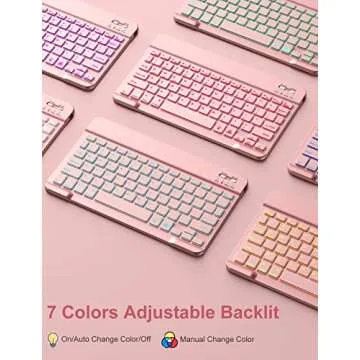 Hamile Keyboard Case for iPad 9th Generation /8th Gen/7th Gen 10.2 Inch - Backlit Detachable Wireless Stand Folio Keyboard Cover with Pencil Holder for iPad Pro 10.5" / iPad Air 3rd Gen (Pink)