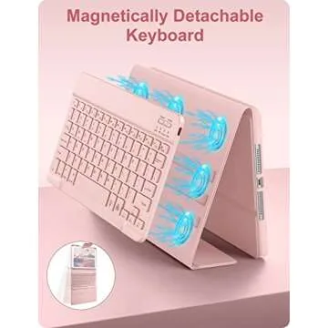 Hamile Keyboard Case for iPad 9th Generation /8th Gen/7th Gen 10.2 Inch - Backlit Detachable Wireless Stand Folio Keyboard Cover with Pencil Holder for iPad Pro 10.5" / iPad Air 3rd Gen (Pink)