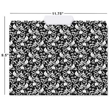 Current Elegant Black File Folders Value Pack - Bulk Set of 24, 6 Pretty Decorative Designs, 1/3 Cut...