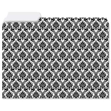 Current Elegant Black File Folders Value Pack - Bulk Set of 24, 6 Pretty Decorative Designs, 1/3 Cut Tabs, Heavy-Duty Paper Stock, Office Supplies for Home & Work, 9-½” x 11-¾” Letter Size