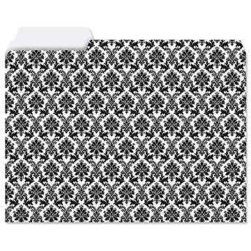 Current Elegant Black File Folders Value Pack - Bulk Set of 24, 6 Pretty Decorative Designs, 1/3 Cut Tabs, Heavy-Duty Paper Stock, Office Supplies for Home & Work, 9-½” x 11-¾” Letter Size