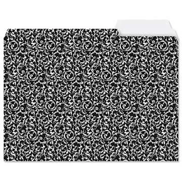 Current Elegant Black File Folders Value Pack - Bulk Set of 24, 6 Pretty Decorative Designs, 1/3 Cut Tabs, Heavy-Duty Paper Stock, Office Supplies for Home & Work, 9-½” x 11-¾” Letter Size