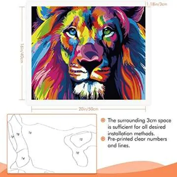 TONZOM Paint by Number Kits 16 x 20 inch Canvas DIY Oil Painting for Kids, Students, Adults Beginner with Brushes and Acrylic Pigment - Neon Lion (Without Frame)