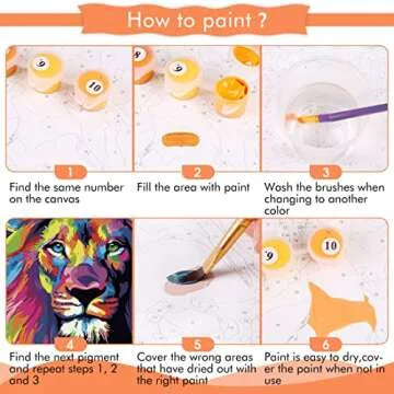 TONZOM Paint by Number Kits 16 x 20 inch Canvas DIY Oil Painting for Kids, Students, Adults Beginner with Brushes and Acrylic Pigment - Neon Lion (Without Frame)
