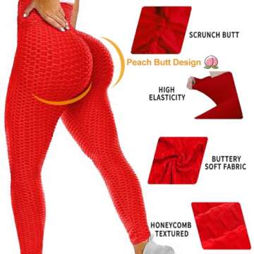 JGS1996 Womens Hidden Scrunch Butt Lifting Workout Leggings High Waist Tummy Control Booty Lift Gym ...