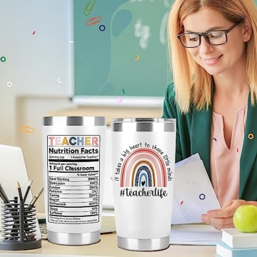 Stylish Multi-Use Teacher Tumbler Mug - 20 oz Insulated Cup