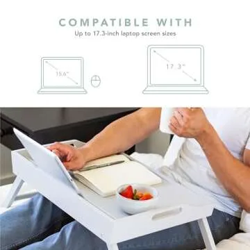 ROSSIE HOME Extra Large Wood Bed Tray, Lap Desk with Phone Holder - Fits up to 17.3 Inch Laptops and...