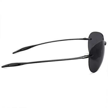 JULI Sports Sunglasses for Men Women Tr90 Rimless Frame for Running Fishing Golf Surf Driving(Black)