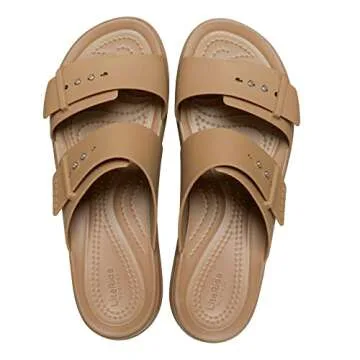 Crocs Women's Brooklyn Buckle Low Wedges, Platform Sandals, Khaki, Numeric_10