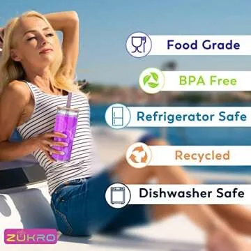Sustainable Zukro 24 oz Glass Tumblers for All Beverages