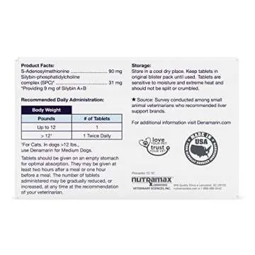 Nutramax Laboratories Denamarin Liver Health Supplement for Small Dogs and Cats - With S-Adenosylmet...