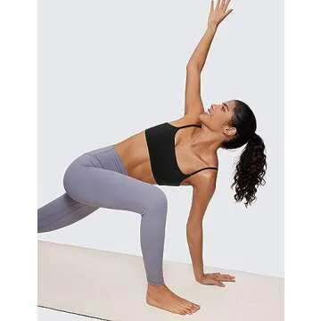 CRZ YOGA Womens Butterluxe Adjustable Spaghetti Strap Sports Bra - Scoop Neck Wireless Padded Yoga Workout Crop Top Black X-Small