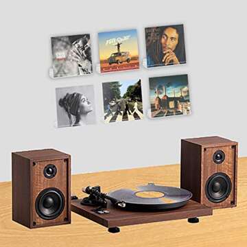 XOHYW Clear Vinyl Record Shelf Wall Mount 6 Pack, Acrylic Album Record Holder Display Rack, Display for Your Favorite LP Records in Office Home (12 inch, Clear)