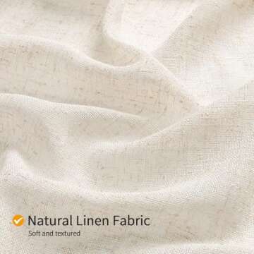 Gibelle Boho Farmhouse Shower Curtain Set, Linen Cotton Fabric Shower Curtain with Macrame Lace Decor, Modern Bohemian French Country Chic Bathroom Curtain with PEVA Liner 72x72 - Beige/Cream