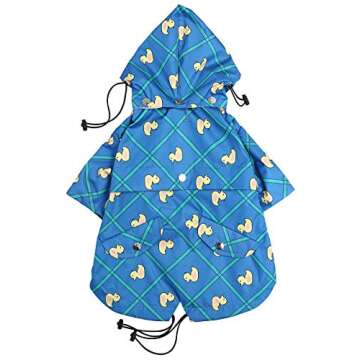 Morezi Dog Zip Up Dog Raincoat with Reflective Buttons, Rain/Water Resistant, Adjustable Drawstring, Removable Hood, Stylish Premium Dog Raincoats - Size XS to XXL Available - Grid Blue - L