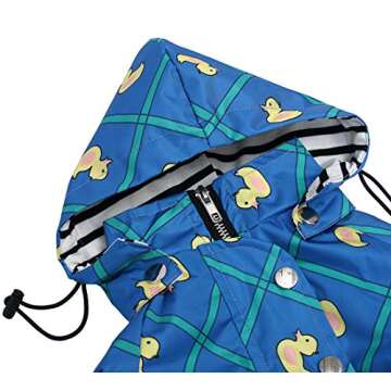 Morezi Dog Zip Up Dog Raincoat with Reflective Buttons, Rain/Water Resistant, Adjustable Drawstring, Removable Hood, Stylish Premium Dog Raincoats - Size XS to XXL Available - Grid Blue - L
