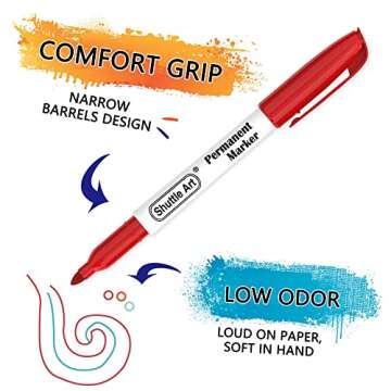 Shuttle Art 30 Colors Permanent Markers, Fine Point, Assorted Colors, Works on Plastic,Wood,Stone,Metal and Glass for Kids Adult Coloring Doodling Marking