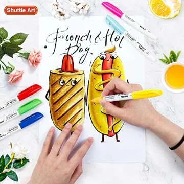 Shuttle Art 30 Colors Permanent Markers, Fine Point, Assorted Colors, Works on Plastic,Wood,Stone,Metal and Glass for Kids Adult Coloring Doodling Marking