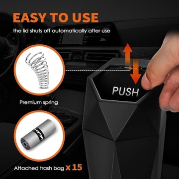 Portable Car Trash Can with Lid and 15 Bags