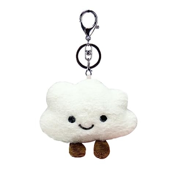 HSYHERE Super Cute Kawaii Smiling Face Happy Cloud Lucky Plush Cloud Baby Keychain, Funny Good Luck ...