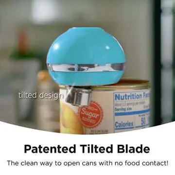 Kitchen Mama Mini Electric Can Opener Smooth Edge: Opens Cans with One Button Press - Ultra-Compact, Portable, Hands-Free, Food-Safe, Battery Operated (Blue)