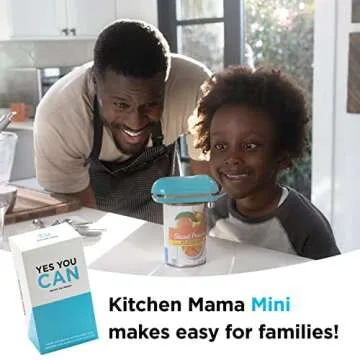 Kitchen Mama Mini Electric Can Opener Smooth Edge: Opens Cans with One Button Press - Ultra-Compact, Portable, Hands-Free, Food-Safe, Battery Operated (Blue)