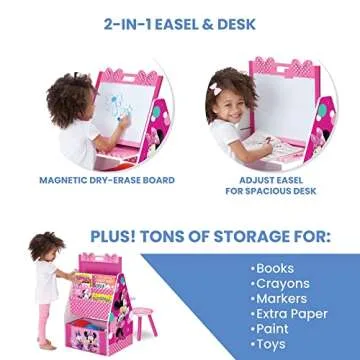 Delta Children Deluxe Kids Art Table with Minnie Mouse