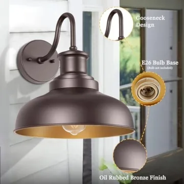 Diyel Outdoor Gooseneck Barn Light for Porch or Entryway