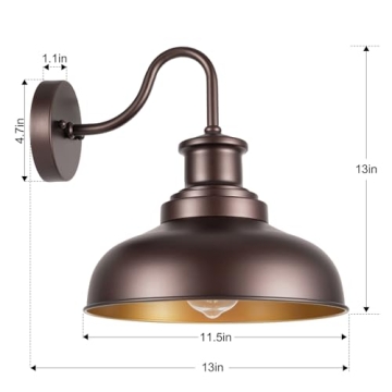 Diyel Outdoor Gooseneck Barn Light for Porch or Entryway