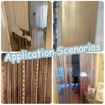 Hysenm Door String Curtains 39x79 Glitter Fringe Decor