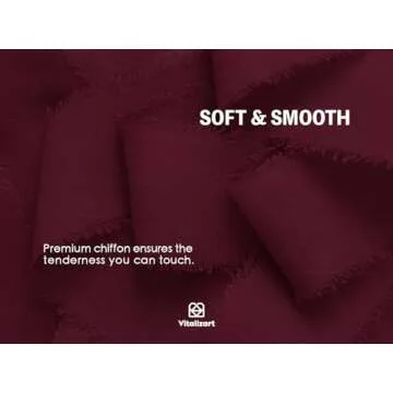 Vitalizart Burgundy Red Handmade Chiffon Silk Ribbon Fringe 3 Rolls 1.5" x 21 Yd Frayed Edges Ribbons for Wedding Invitations Bridal Bouquets Gifts Wrapping Crafts Holiday Decor