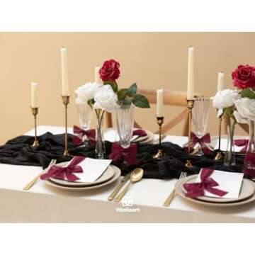 Vitalizart Burgundy Red Handmade Chiffon Silk Ribbon Fringe 3 Rolls 1.5" x 21 Yd Frayed Edges Ribbons for Wedding Invitations Bridal Bouquets Gifts Wrapping Crafts Holiday Decor