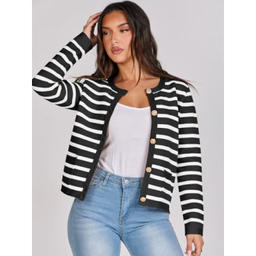 Stylish ANRABESS Striped Cardigan for Women - Fall 2024 Fashion