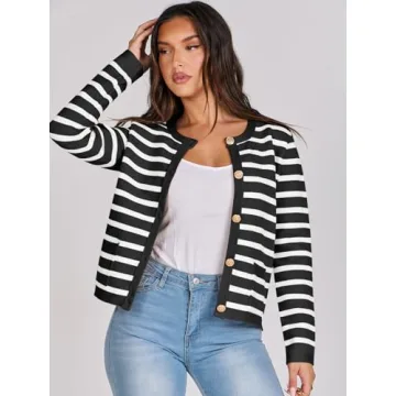 Stylish ANRABESS Striped Cardigan for Women - Fall 2024 Fashion